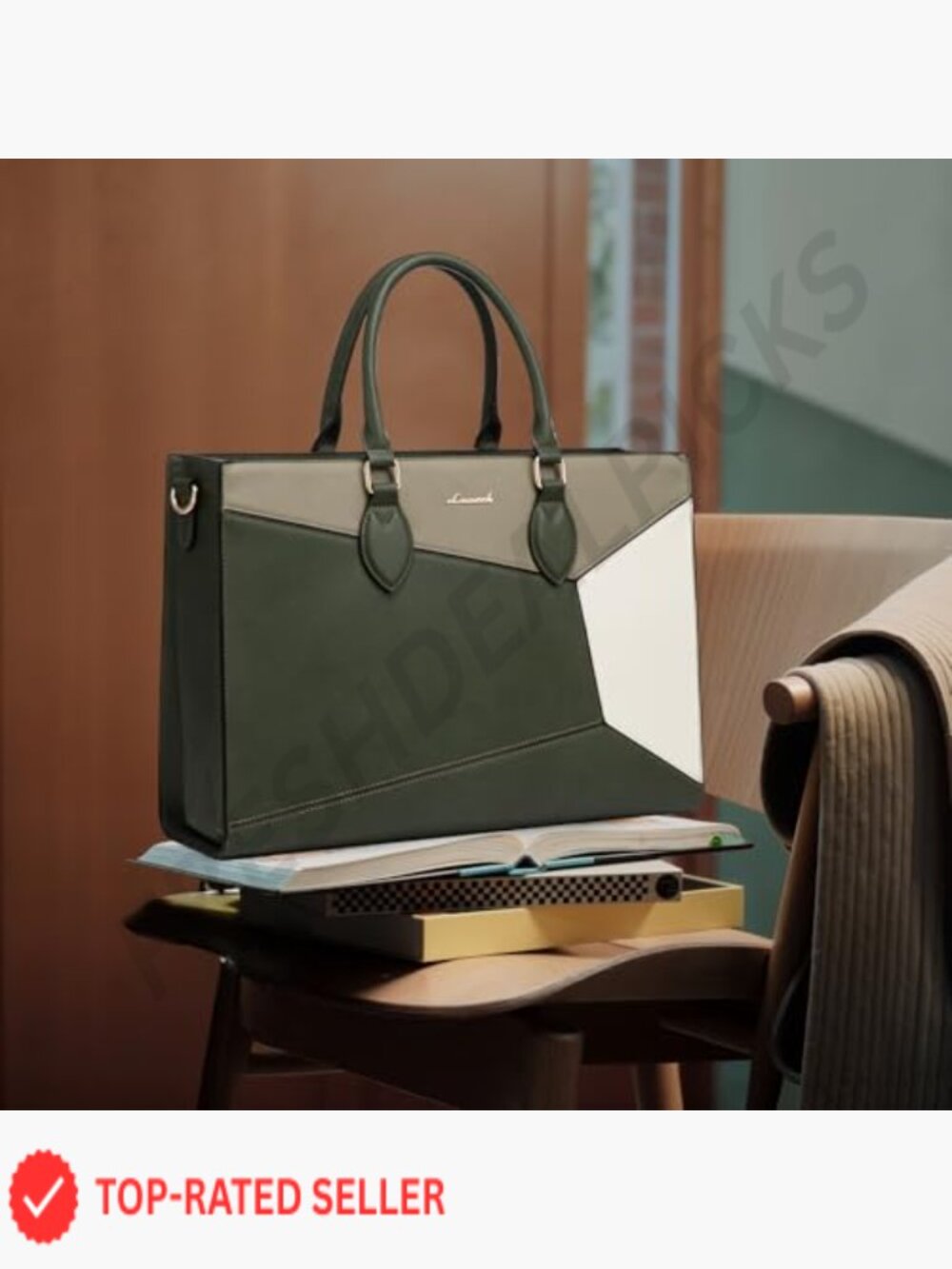 15.6" Laptop Tote Bag Waterproof Lightweight Professional Office Work Satchel - Picture 3 of 6